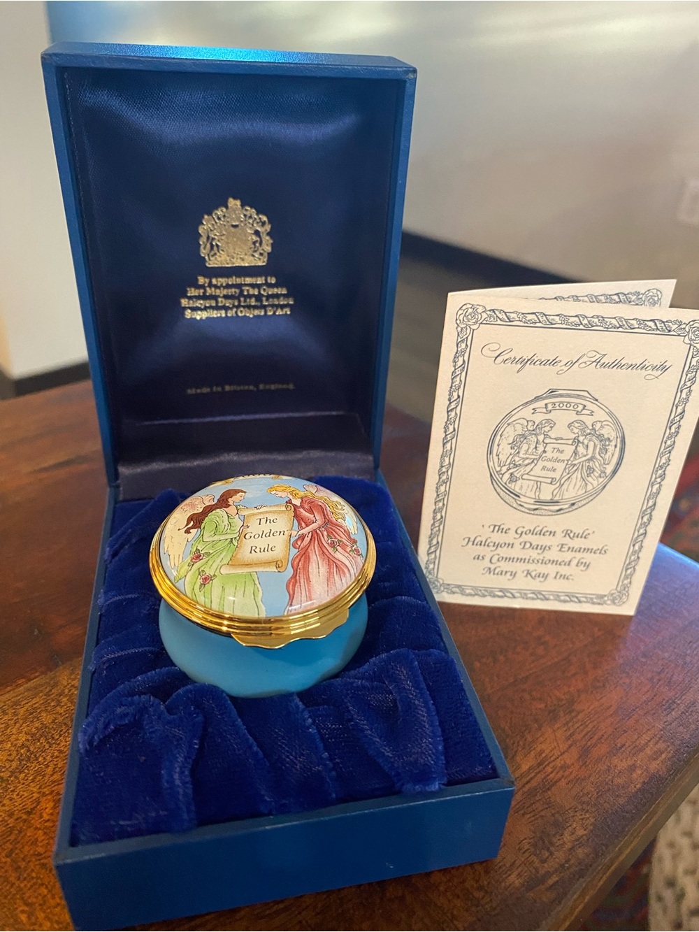 Halcyon Days Enamels ‘The Golden Rule’ Enamel Box Commissioned by Mary Kay Inc.